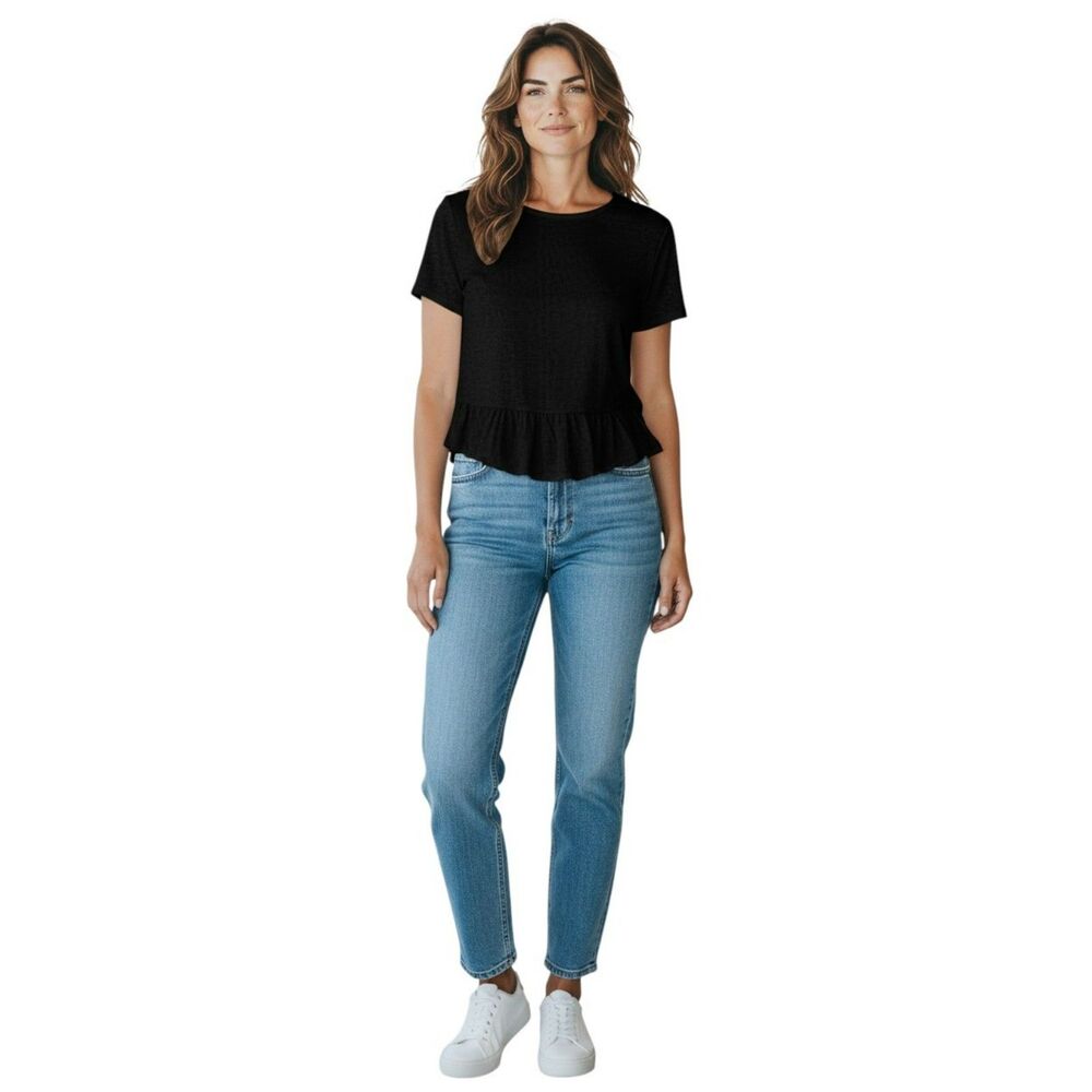 A Shappe  Top Short  Sleeves Black Women’s Size S/M # 133